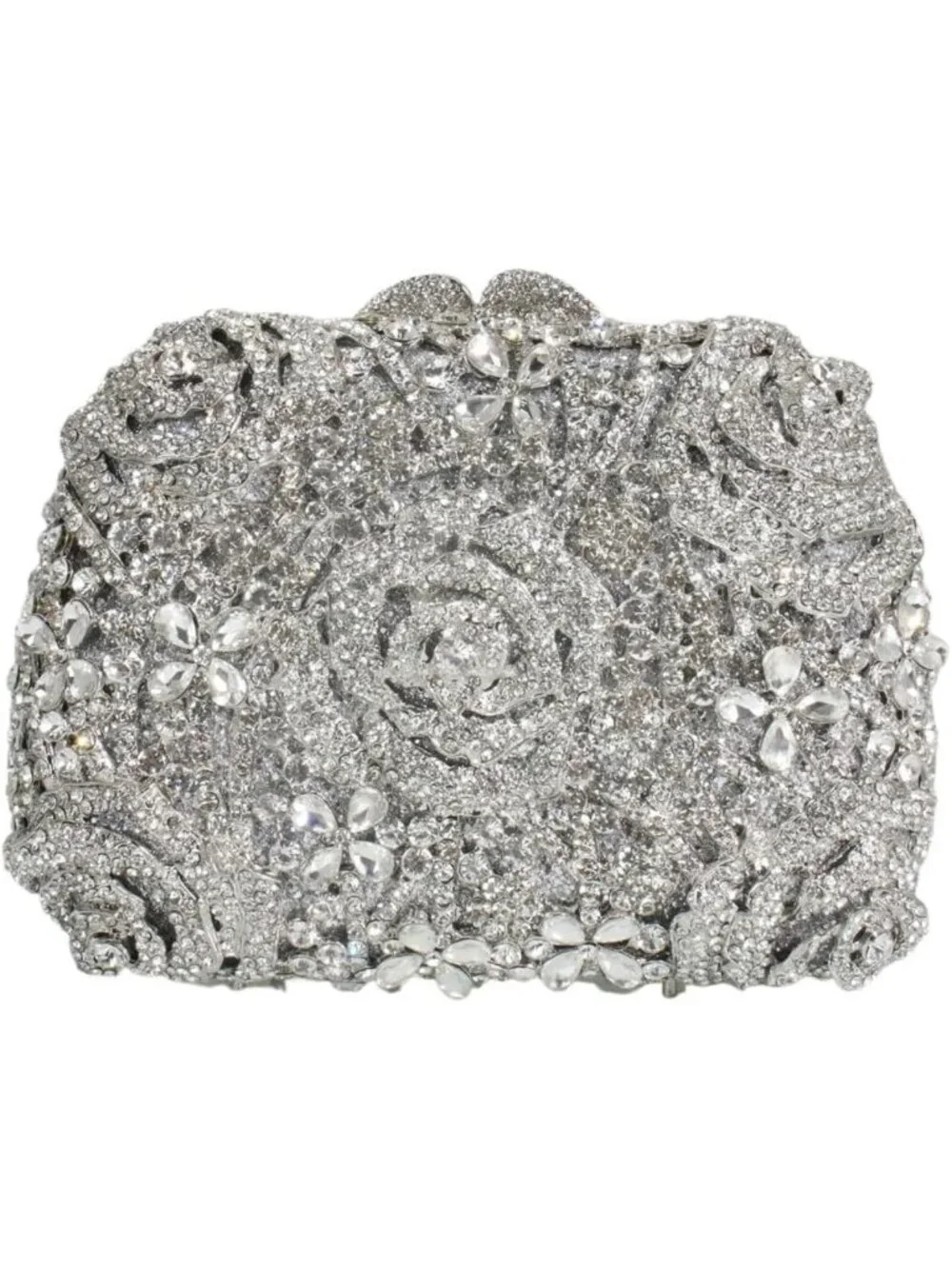 Elegant Floral Rhinestone Clutch Bag | Vintage Crystal Evening Purse for